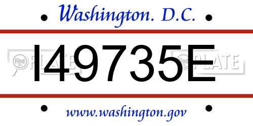 I49735E District Of Columbia License Plate