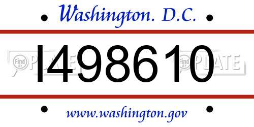 I498610 District Of Columbia License Plate