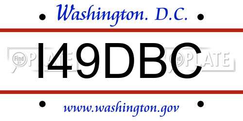 I49DBC District Of Columbia License Plate