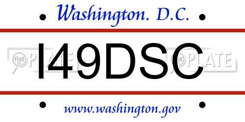 I49DSC District Of Columbia License Plate