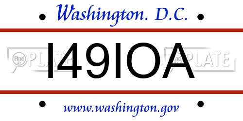 I49IOA District Of Columbia License Plate