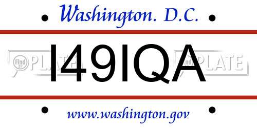 I49IQA District Of Columbia License Plate