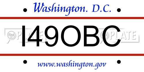 I49OBC District Of Columbia License Plate