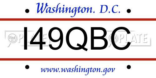 I49QBC District Of Columbia License Plate