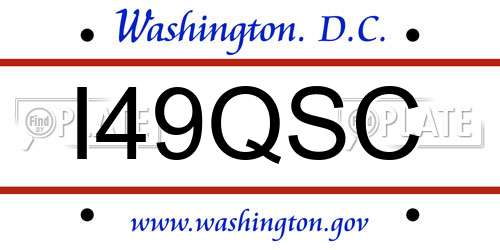 I49QSC District Of Columbia License Plate