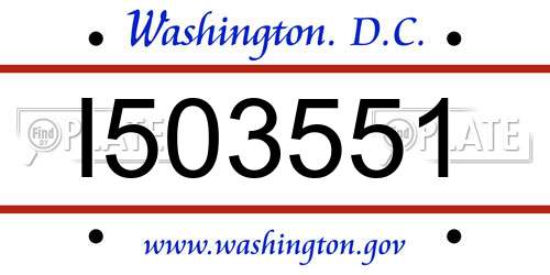 I503551 District Of Columbia License Plate