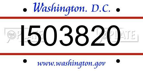 I503820 District Of Columbia License Plate