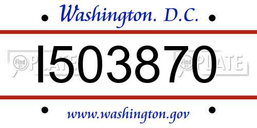 I503870 District Of Columbia License Plate