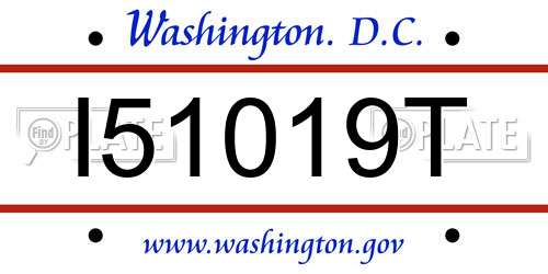 I51019T District Of Columbia License Plate