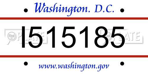 I515185 District Of Columbia License Plate
