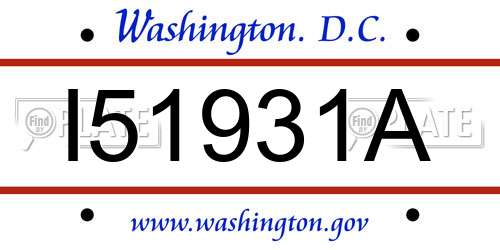 I51931A District Of Columbia License Plate