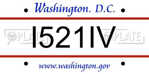 I521IV District Of Columbia License Plate