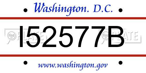 I52577B District Of Columbia License Plate