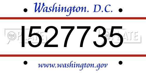 I527735 District Of Columbia License Plate