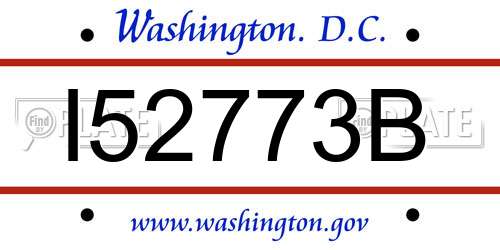 I52773B District Of Columbia License Plate