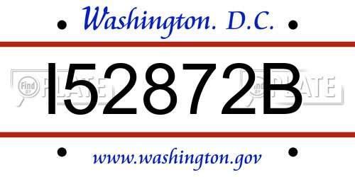 I52872B District Of Columbia License Plate