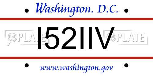 I52IIV District Of Columbia License Plate