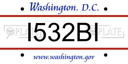 I532BI District Of Columbia License Plate