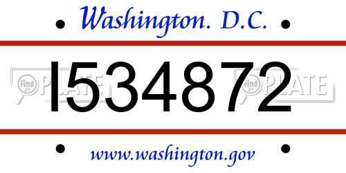 I534872 District Of Columbia License Plate