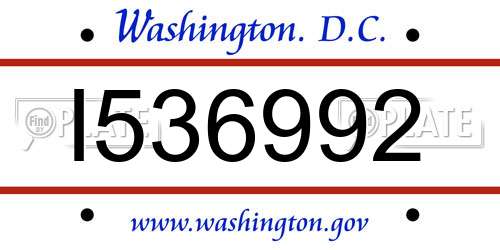 I536992 District Of Columbia License Plate