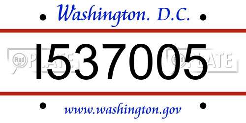 I537005 District Of Columbia License Plate