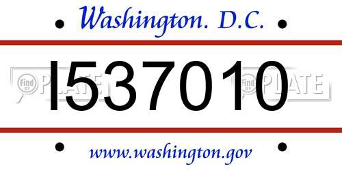 I537010 District Of Columbia License Plate