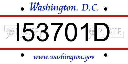 I53701D District Of Columbia License Plate
