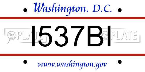 I537BI District Of Columbia License Plate