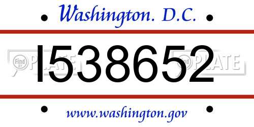 I538652 District Of Columbia License Plate
