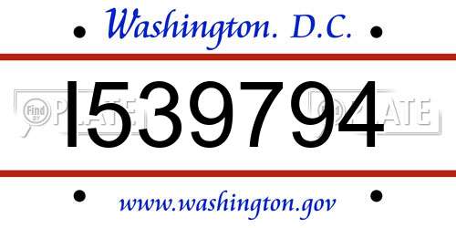 I539794 District Of Columbia License Plate
