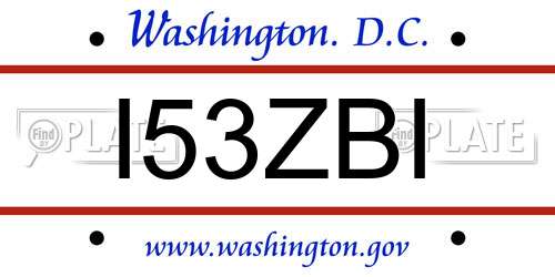 I53ZBI District Of Columbia License Plate