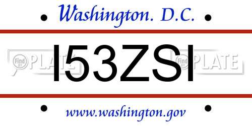 I53ZSI District Of Columbia License Plate