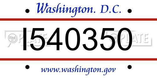 I540350 District Of Columbia License Plate