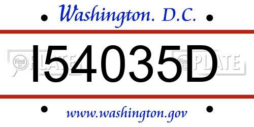 I54035D District Of Columbia License Plate
