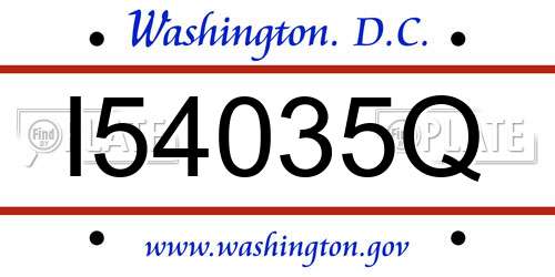I54035Q District Of Columbia License Plate