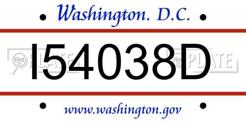 I54038D District Of Columbia License Plate
