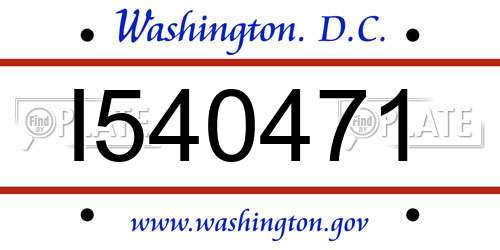 I540471 District Of Columbia License Plate
