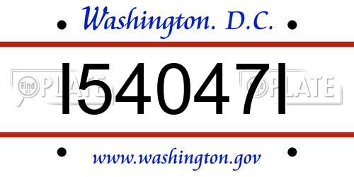 I54047I District Of Columbia License Plate