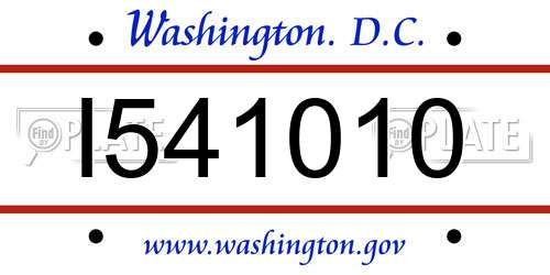 I541010 District Of Columbia License Plate