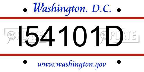 I54101D District Of Columbia License Plate