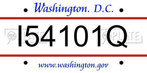 I54101Q District Of Columbia License Plate