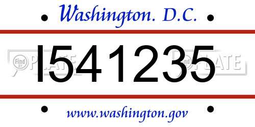 I541235 District Of Columbia License Plate