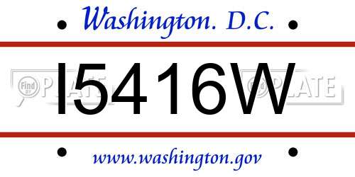 I5416W District Of Columbia License Plate