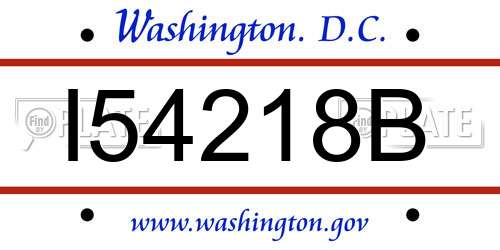 I54218B District Of Columbia License Plate