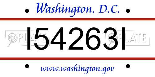 I54263I District Of Columbia License Plate