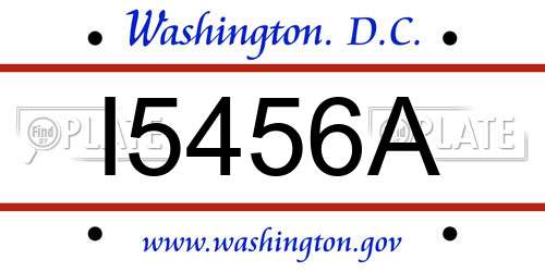 I5456A District Of Columbia License Plate