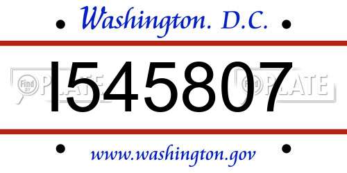I545807 District Of Columbia License Plate