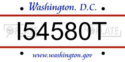 I54580T District Of Columbia License Plate