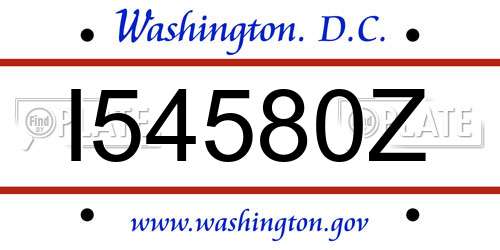 I54580Z District Of Columbia License Plate