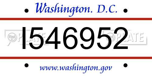 I546952 District Of Columbia License Plate